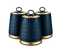 Set of 3 Empire Tea Coffee Sugar Canisters blue