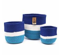 Set Of 3 Evil Eye Jute Rope Storage Baskets - Decorative & Durable Organizers