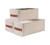 Set of 3 Fabric Storage Basket for Shelves Foldable Storage Boxes fabric Large Canvas Wardrobe Boxes Closet Organizers Baskets for Books Toys Clothes