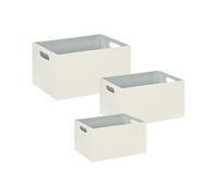 Set of 3 Faux Leather Baskets Cream LARSA
