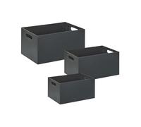 Beliani Set of 3 Boxes LARSA Faux Leather Graphite Grey, Grey