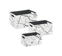 Set of 3 Faux Leather Baskets White LARSA