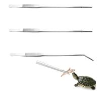 Set of 3 Feeding Tongs,Aquarium Tweezers,Reptile Feeding Tongs,Stainless Steel Curved Tweezers for Plant and Fish Tank Maintenance(2 straight, 1 elbow)
