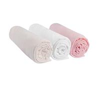 Set of 3 Fitted Sheets 70 x 160 cm Cot Cot 70 x 160 cm | 100% Cotton Jersey | Pink White Ecru | Stretchy | Healthy Sleep | Brand Easy Dort | Oeko-Tex | Quality | Made in Europe