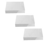 Set of 3 Floating Shelves 30 x 23cm High Gloss Wall Mounted Boards No Visible Bracket Fixings Included [White]