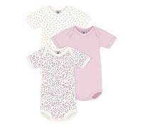 Set of 3 Flowered Bodies Hearts Organic Cotton White 24 months
