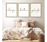 Set of 3 Framed Always Kissme Sign 11"x14" Living Room Wall Decor for Farmhouse Rustic Home Wall Art Wood Signs