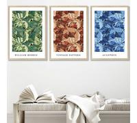 Set Of 3 Framed Framed Blue, Green Brown William Morris Floral / 42X59Cm (A2) / Oak