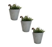 Set of 3 Galvanised Metal Copper Planter Balcony Wall Garden Fence Zinc Plant Pot