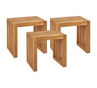 Set of 3 Garden Stools BELLANO Acacia Wood Brown
