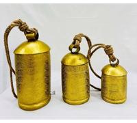 Set of 3 Giant Harmony Cow Bells Huge Vintage Handmade Rustic Lucky Christmas Hanging Bells On Rope