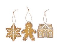 Set Of 3 Gingerbread Cookie Ornaments - Festive Christmas Tree Decorations