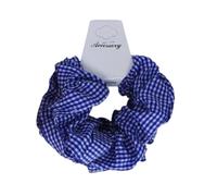 Set of 3 Gingham Print Fabric Hair Band Tie Scrunchie Bobbles. (Blue)