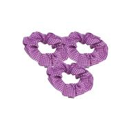Set of 3 Gingham Print Fabric Hair Band Tie Scrunchie Bobbles. (Purple)
