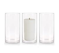 Set of 3 Glass Cylinder Vases,8 Inch Tall Clear Flower Vase,Decorative Floral Vase for Home Decor,Candle Holder,Wedding Centerpieces(4" W X 8" H)