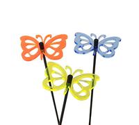 Set of 3 Glowing Comma Butterfly SunCatcher Garden Decor Decorative Garden Stakes 25cm/10 inches high Outdoor Yard Accessory Gardeners Gift, Colour:yellow/orange/blue (3) OB
