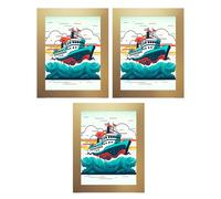 Set of 3 - Gold Frame 6"x 8" Glass Front Wood Picture Frames Certificate Frame Portrait Landscape Wall Mountable/Tabletop Photo Frame Picture Display Art Wall Gallery Home Office Decor