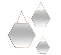 Set of 3 gold hexagonal mirrors