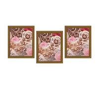 Set of 3 - Gold Vintage 8" x 10" Photo Frame Glass Front Picture Frames Certificate Frame Wall Mountable & Freestanding Frame Wall Display Art Gallery Frame For Home Office Wall Decor