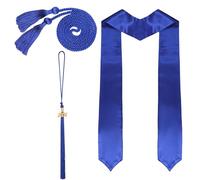 Set of 3 Graduation Stole with Honor Cord & 2024 Graduation Tassel, 72 Inches Unisex Adult Plain Graduation Sash Set for Graduates High School University Photography (Blue)