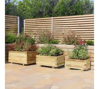 Set Of 3 Gresford Wooden Rectangular Garden Planters By Zest Outdoor Living