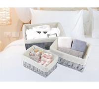 Set of 3 Grey Storage Baskets Decorative Storage Boxes Wicker Basket Marco Paul Grey One Size