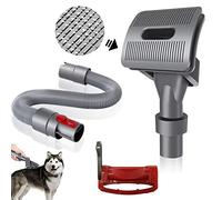 Set of 3 Groom Tool Pet Vacuum Attachment, TEPULAS Dog Vacuum Brush Compatible with Dys0n V15 V12 V11 V10 V8 V7 Vacuum Cleaners with Trigger Lock and Extended Vacuum Hose for Medium Large Cats Dogs