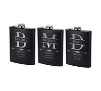 Set of 3, Groomsmen Flask, Personalized Groomsman Gift for Wedding, Customized Engraved 8 oz Hip Flask w Optional Gift Box Custom Steel Stainless Flask for Best Man and Groomsman