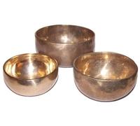 Set Of 3 Handmade Brass Singing Bowls - Largest 125mm