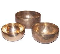 Set Of 3 Handmade Brass Singing Bowls - Largest 125mm. Sizes: Largest D: 125 mm, H: 65mm; Medium:D: 110 mm, H: 55mm; Small: D: 98 mm, H: 48mm.. A perfect gift - great for Birthdays, Christmas…...