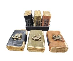 [Set of 3] Handmade Mini Leather Journals - Tiny Vintage Scrapbooks, Pocket Artist Sketchbook, small leatherbound Unlined Notebook journal, gift for artists, writers, and scrapbooking on the go gifts.