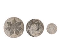 Set of 3 Hanging Decorations CANTHO Seagrass 40/35/20 cm Black