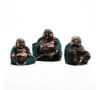 Set Of 3 Happy Buddha's (Asst Sizes) Multicolor