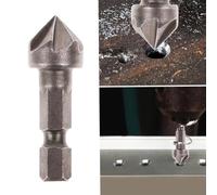 Set of 3 HCS Countersink Drill Bits with Hex Handle and 6 Flute Cutter Head for Chamfering