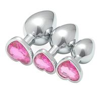 Set of 3 -Heart Shaped Anal Trainer Jewel Butt Plug,Anal Massage,Adult Couples Toys,Buttplug,Female Sex Adult Toy Couples Trainer Dildo,Tiny Dildo,Huge Butt Plug, Tiny Dildo,G-9 (Light Pink)
