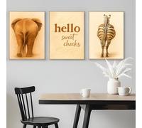Set of 3 Hello Sweet Cheeks Animal Poster - A5 A4 A3 Art Posters Wall Art Modern Painting Prints for Home Office or Workspace Interior Decoration (A5 (210x148mm), High-resolution paper)