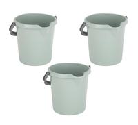 (Set of 3) High Grade 5L Litre Silver Sage Plastic Bucket With Spout Easy-Grip Handle & Litre Scale Multipurpose Water Bucket Storage Bucket Beach Bucket For Cleaning Gardening Kitchen Food Storage