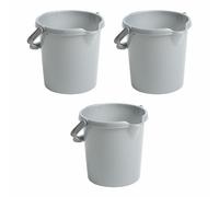 Set of 3- High Grade Durable 5L Litre Silver Plastic Bucket With Spout Easy-Grip Handle & Litre Scale Multipurpose Water Bucket Storage Bucket Beach Bucket For Cleaning Gardening Kitchen Food Storage