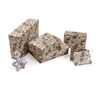 Set of 3 High Quality Cardboard Boxes with Lids Gift Boxes 24 x 16 x 7 cm + 30 x 20 x 7.5 cm + 35 x 23 x 9 cm Gold Decoration with Human Paper Venice Pattern
