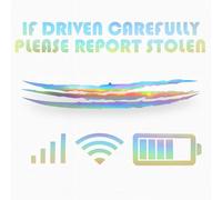 Set of 3 Holographic Funny Car Stickers - Iridescent 30cm Designs for Car Bumper, Window - Wifi Signal, Monster Claw, Scratch and If driven carefully please report stolen Gift for Car Owners