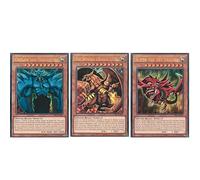 Set of 3 Holy Egyptian Gods Cards - Slifer, RA & Obelisk - LDK2-ENS01, LDK2-ENS02 & LDK2-ENS03 - English - Ultra Rare - Collectible Single Cards + Heartforcards® Shipping Protection