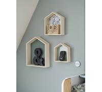 Set of 3 House-Shaped Shelves aqua green