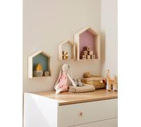 Set of 3 House-Shaped Shelves pink
