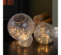 Samuel ALEXANDER Set of 3 Indoor Glass Oval Balls Christmas Lights Decoration with 60 LEDs in Warm White