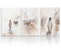 Set of 3 Jesus Art Prints Painting,Jesus Walking On Water,Jesus Print Art,Jesus Boho Art,Bible Wall Art Jesus Poster in Minimalist Boho Christian Home Decor Perfect Religious Wall Art 60x90cm
