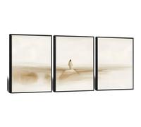 Set of 3 Jesus in the Wilderness Desert 40 Days Neutral Modern Art Prints Christian Scripture Verse Faith in God Art LDS Home Decor Picture of Jesus for Living Room Bedroom church Farmhouse Framed