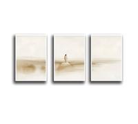 Set of 3 Jesus in the Wilderness Desert 40 Days Neutral Modern Art Prints Christian Scripture Verse Faith in God Art LDS Home Decor Picture of Jesus for Living Room Bedroom church Farmhouse UnFrame