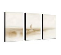 Set of 3 Jesus in the Wilderness Desert 40 Days Neutral Modern Art Prints Christian Scripture Verse Faith in God Art LDS Home Decor Picture of Jesus for Living Room Bedroom church Farmhouse Framed