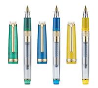 Set of 3 Jinhao 82 Fountain Pens Transparent Starry Sky Color Acrylic Medium Point Gold Trim with Converter