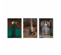 Set of 3 John William Waterhouse Prints, Circe Individuosa & The Magic Circle Artwork, Three Piece Witch Posters, Witchcraft Wall Art Poster